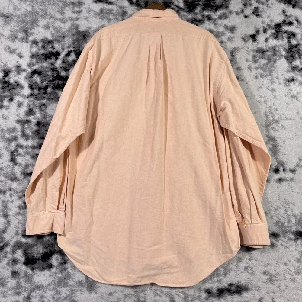 Vintage Polo Ralph Lauren Yarmouth Flesh Pony Shirt Mens 16.5 Orange Preppy‎